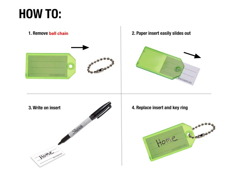 Lucky Line Key Tag w/Ball Chain Clear 100/box (2010010) - Image 3